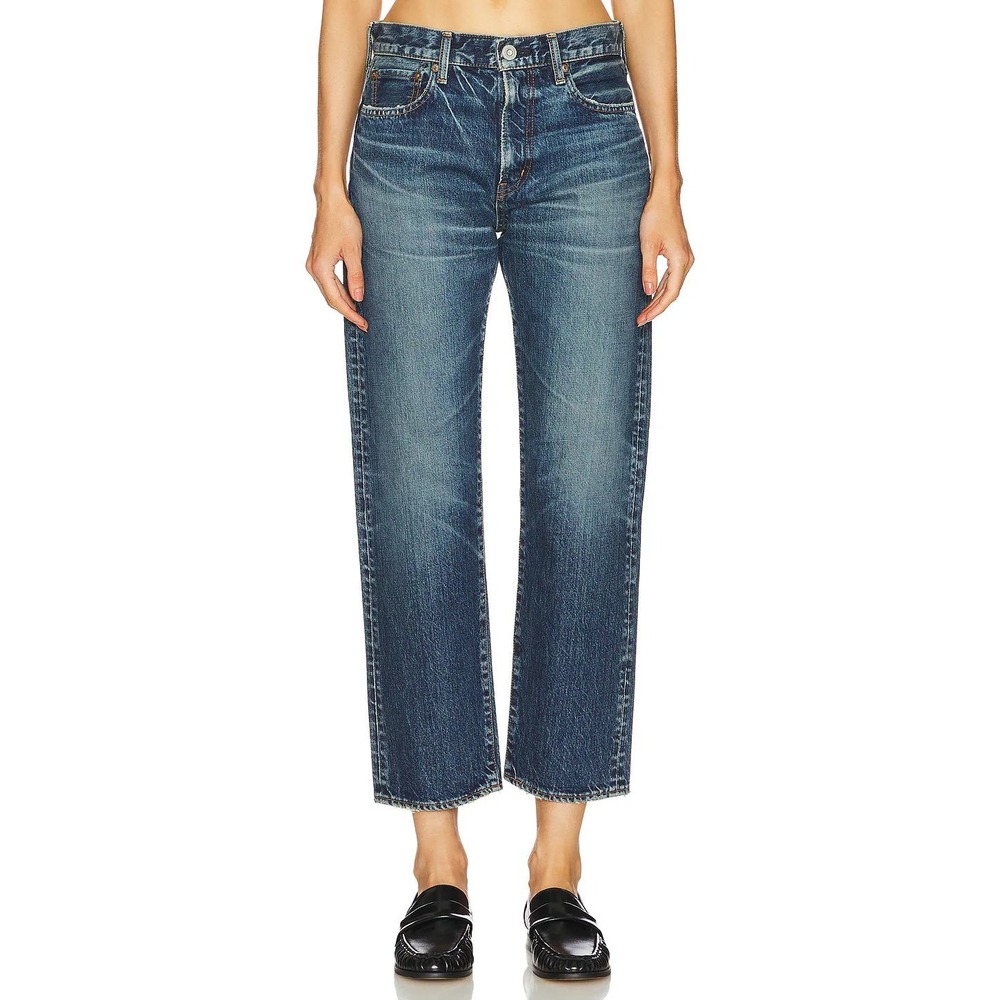 Moussy Jeans Women 27 Dark Blue Jessamine Boy's Ankle Made in Japan Straight Leg